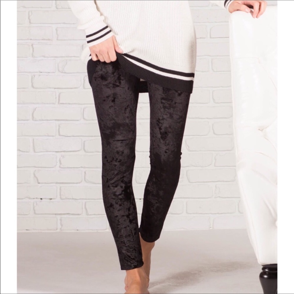 Black Crushed Velvet Leggings.